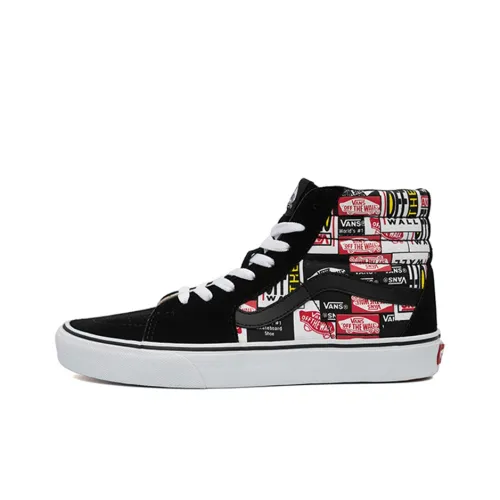 VANS SK8 Suede Logo Принт Легкий Амортизаторы Высокие Скейтборд Кроссовки Унисекс Черный Белый Красный