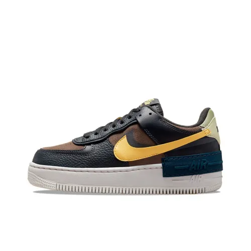 Nike Air Force 1 Shadow Low Топ Скейтборд Кроссовки Женские Черный Коричневый Желтый