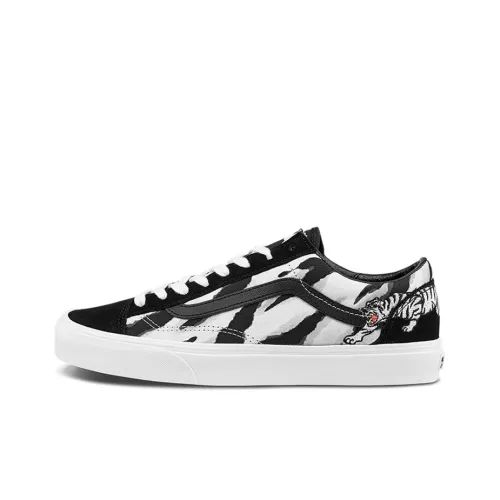 VANS Style 36 Тигр Вышивка Тигровый принт Низкие Скейтбординг Кроссовки Унисекс Черный Белый