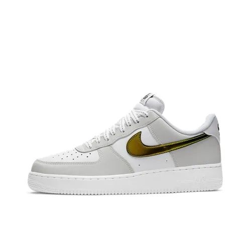 Nike Air FORCE 1 Покрытие Slip-Resistant и Abrasion-Resistant Низкий Топ Скейтборд Кроссовки Мужские Белый Золото