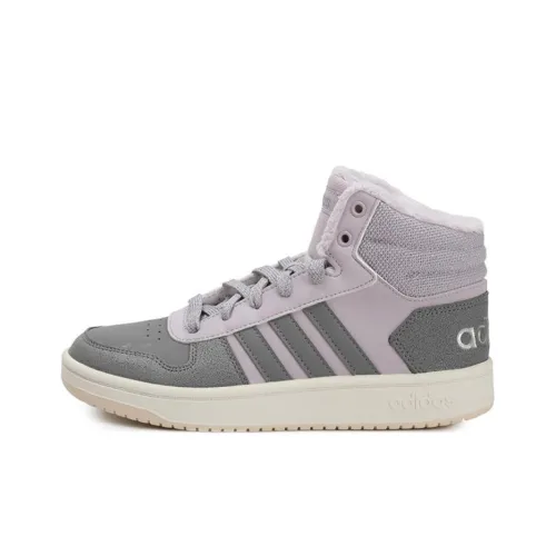 ADIDAS NEO Hoops 2,0 MID Non Slip Легкий MID Топ Скейтборд Кроссовки Женские Серый Фиолетовый