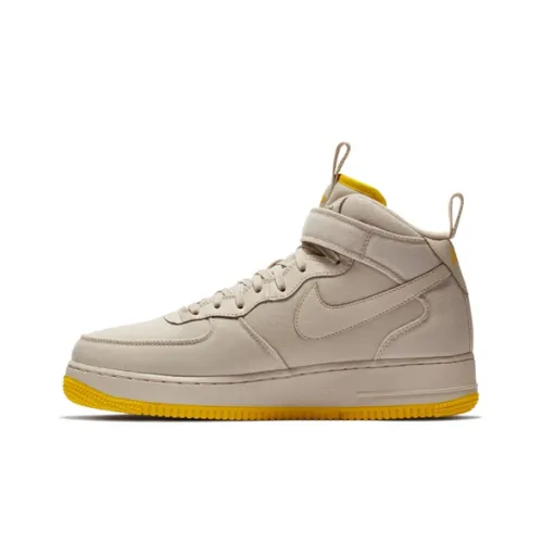 Nike Air FORCE 1 07 Non Slip Легкий MID Топ Скейтбординг Кроссовки Мужские Желто-Серый