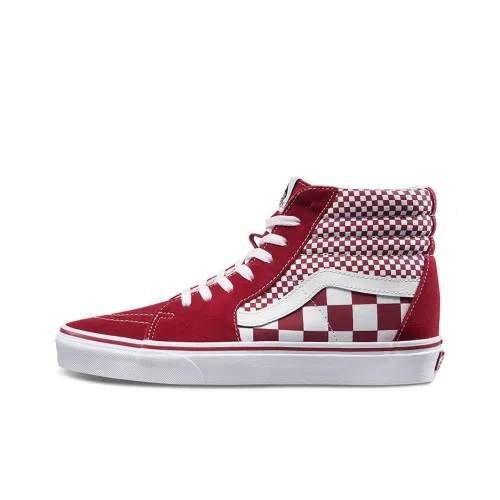 VANS SK8 Mix Checker Chili Pepper Истинно белый High Топ Кроссовки для скейтбординга Унисекс Шахматный узор Белый и красный