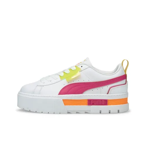 PUMA Mayze Городской Lights Low Топ Кроссовки для скейтбординга Женские Белый Розовый Зеленый