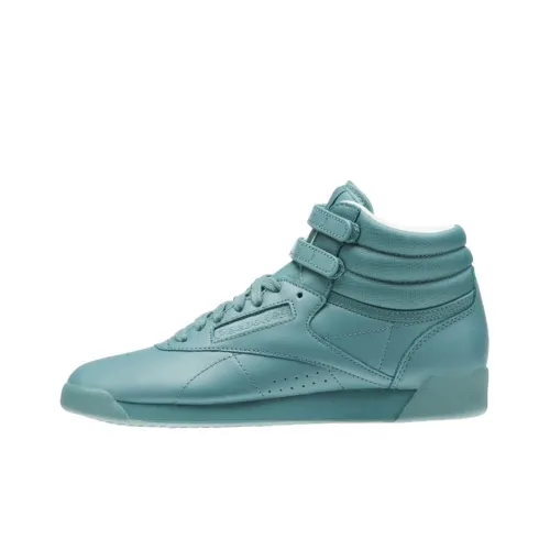 Reebok Freestyle Hi Покрытие Устойчивое к истиранию Легкий Высокий Топ Скейтборд Кроссовки Женские Синие