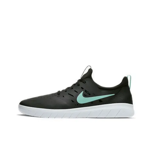 Nike SB Nyjah Free Покрытие Slip-Resistant Низкие Кроссовки для Скейтбординга Унисекс Черный Зеленый