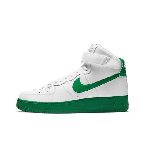Nike Air FORCE 1 Покрытие Slip-Resistant Высокий Топ Скейтбординг Мужские Белые Зеленые