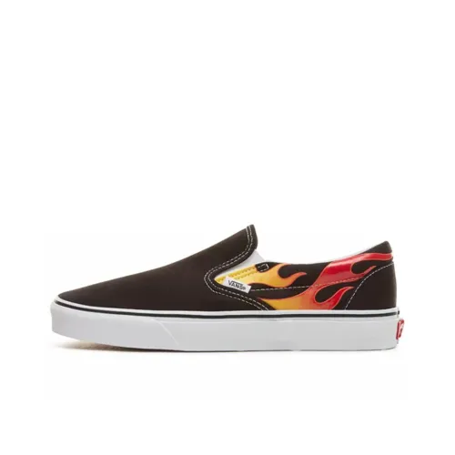 Vans CLASSIC Slip-On Классический Slip-On Амортизация Низкие Скейтборд Кроссовки Унисекс Черный Красный