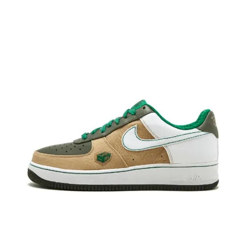 Nike Air Force 1 Премиум 07 Устойчивый к истиранию Дышащий Низкий Топ Скейтбординг Кроссовки Унисекс Белый Золото Зеленый