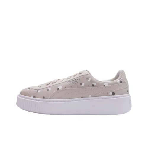 PUMA Suede Series Платформа Dots Jr Low Топ Кроссовки для скейтбординга Женские Серебряные