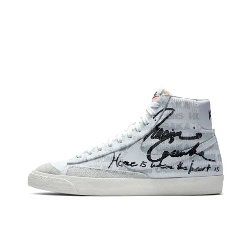 CDG x Nike Blazer Покрытие Slip-Resistant и Abrasion-Resistant MID Топ Скейтборд Кроссовки Unisex Белый Черный