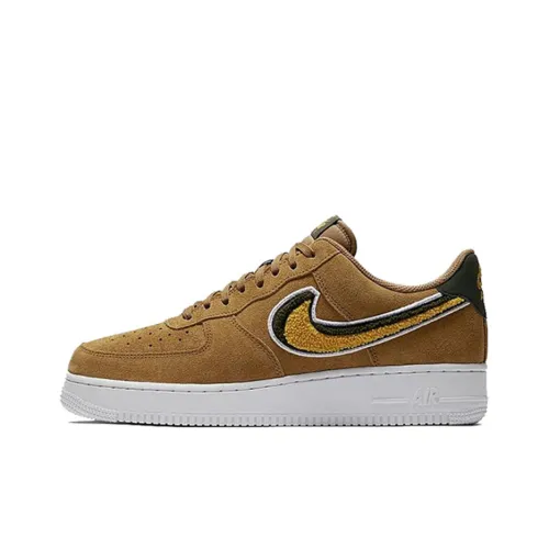 Nike Air Force 1 3D Шенилл Swoosh Мягкий Бронза Покрытие Устойчивый к Износу Низкий Топ Скейтбординг Мужской Коричневый