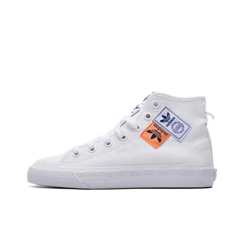 Adidas Originals NIZZA Hi Rf Покрытие Амортизация Легкий Высокий Топ Скейтборд Кроссовки Унисекс Ярко-белый