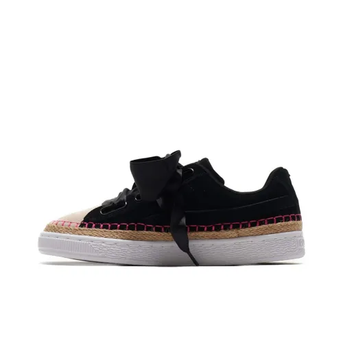 PUMA Suede Series Heart Sneakerdrille Low Скейтборд Кроссовки Женские Черный Розовый