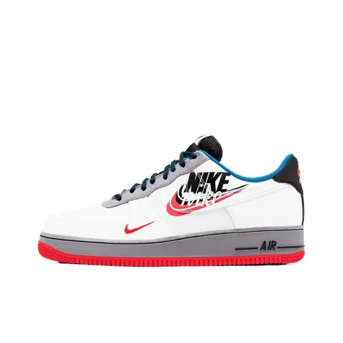 Nike Air FORCE 1 'Script Swoosh' Slip-resistant Abrasion-resistant Low Top Skateboard Shoes Unisex White Gray Найк Эйр ФОРС 1 'Скрип Суош' Противоскользящие Износостойкие Низкие Кроссовки для Скейтбординга Унисекс Белый Серый