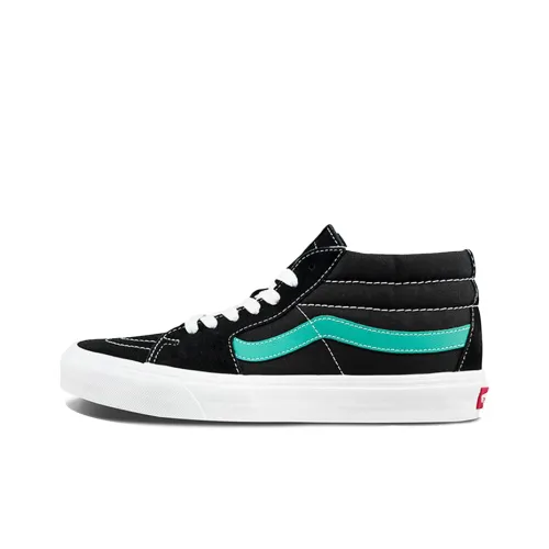 VANS SK8 Амортизация Износостойкий MID Топ Скейтборд Кроссовки Унисекс Черный Синий
