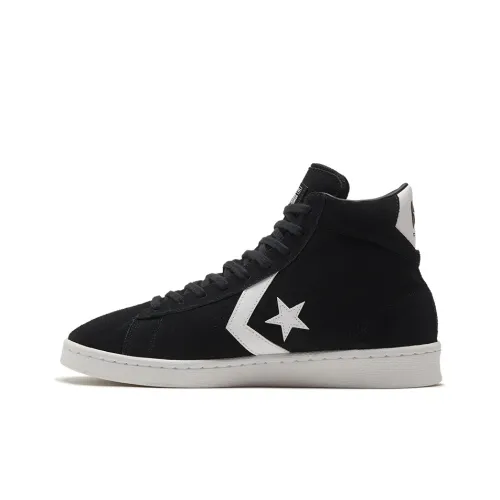 Конверс Cons Pro Leather Slip-Resistant Abrasion-Resistant High Top Skateboard Shoes Unisex Pure Black