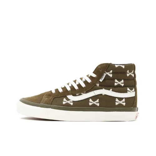 VANS SK8 WTAPS Оливковый Crossbones High Топ Кроссовки для скейтбординга Унисекс Зеленый