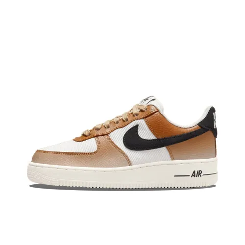 Nike Air Force 1 Гриб Slip-Resistant Abrasion-Resistant Low-Top Скейтбординг Кроссовки Женские Коричневый Белый