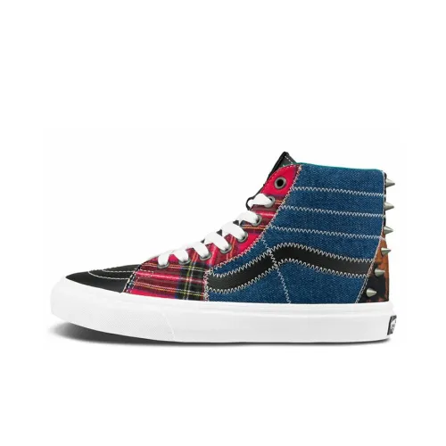 VANS SK8 High Топ Скейтборд Кроссовки Унисекс Синий Красный Черный Пэчворк