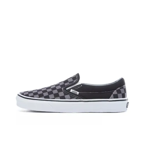 Vans Slip On Шахматный узор Классический Легкий Низкий Топ Скейтборд Кроссовки Унисекс Черный Серый