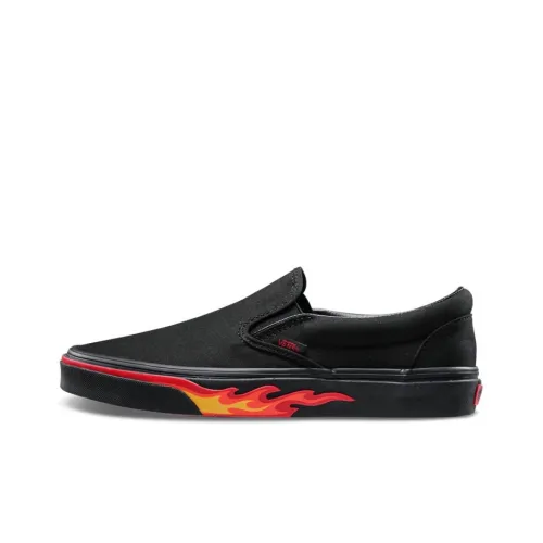 VANS Slip On Series Low Top Скейтборд Кроссовки Unisex Black Flame