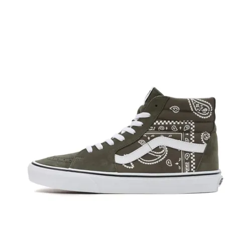 VANS SK8 Peace Пейсли Высокие Кроссовки для скейтбординга Унисекс Армейский зеленый
