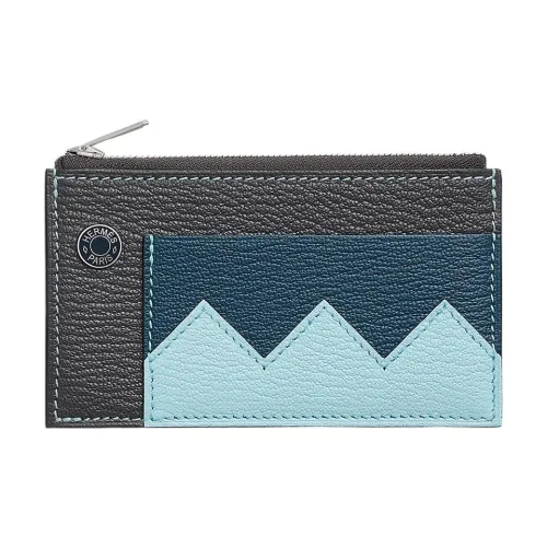 HERMES Крокодил Chevre Mysore Шевро Держатель для карт Мини Мужской Угольный Черный Темно-синий Синий