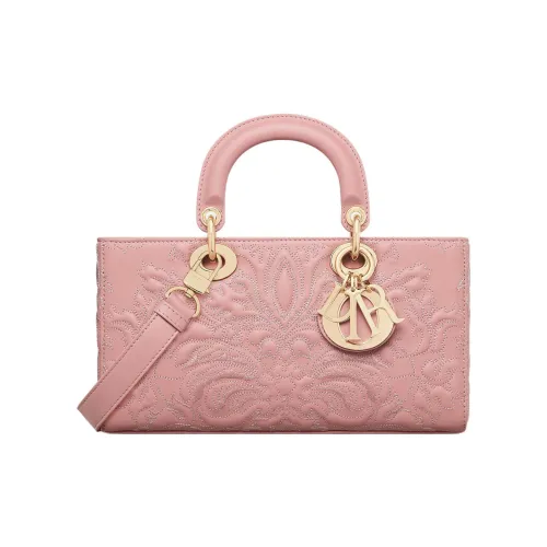 DIOR LADY D JOY Lambskin Сумка Lady Dior Сумка через плечо Сумка среднего размера Женская Серый Розовый