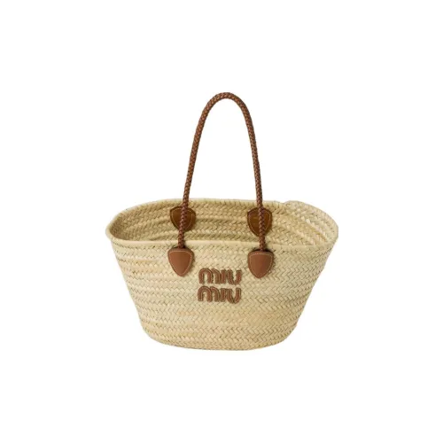 MIU MIU Прутья ивы Тоут Сумка Сумка для покупок Сумка на плечо Сумка Женская Натуральная Коньячная