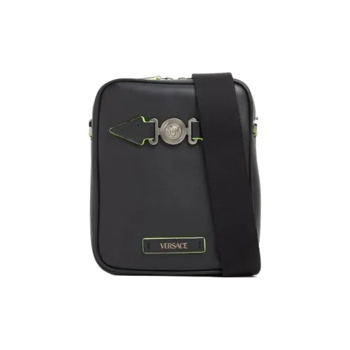 VERSACE Кожа Сумка через плечо Стандартная Мужская Черная Зеленая