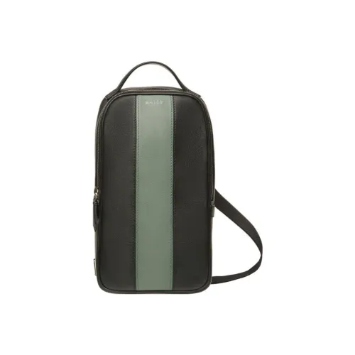 BALLY Сумка с вставками из ткани и кожи сумка через плечо мужская черная и травяно-зеленая