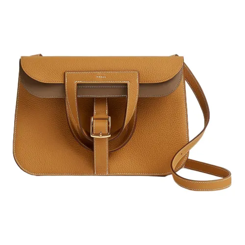 HERMES Halzan Кожа Taurillon Clemence Horseshoe Сумка Сумка через плечо Сумка Женская Цвет печенья