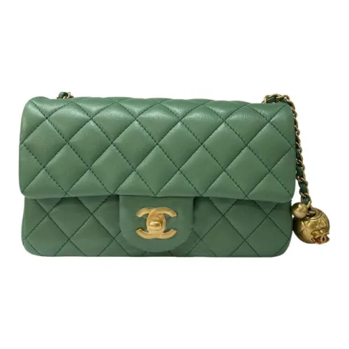 CHANEL Classic Flap CF Sheepskin Crossbody Bag Women's Green CHANEL Classic Flap CF Овчина Сумка через плечо Женская Зеленая