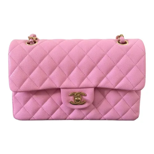CHANEL Classic Flap CF Телячья кожа Сумка с клапаном Сумка через плечо Маленькая Женская Розовая