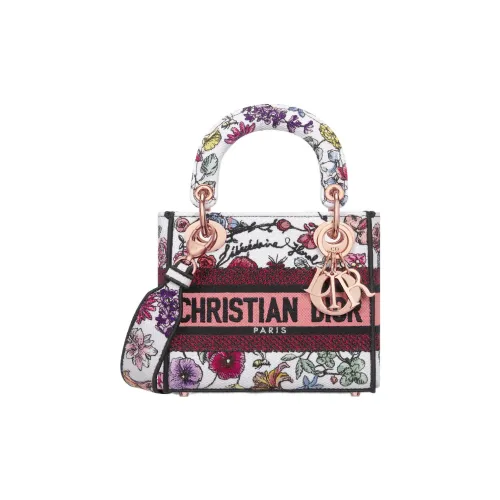 DIOR LADY D Лайт Вышивка Сумка Lady Dior Сумка через плечо Сумка Мини Women's White Многоцветный