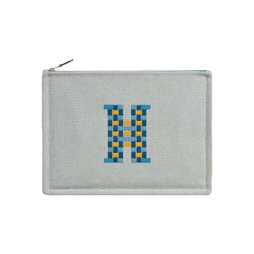 HERMES H Tissage Хлопок Canvas Сумка для хранения Холст Сумка Клатч Унисекс Синий