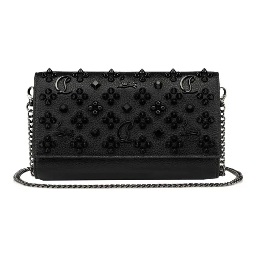 CL LUBOTING Текстурированный Empire Телячья кожа Сумка через плечо Кошелек Женские Черный