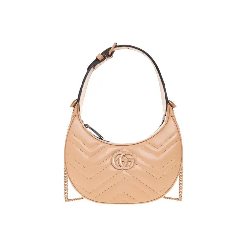 GUCCI Marmont Кожа Полумесяц Сумка Портативная Сумка через плечо Мини Женский Бежевый