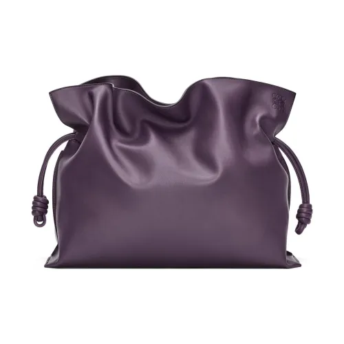 LOEWE Flamenco Коровья кожа Портативный Одно плечо Клатч Экстра-большой Женский Темно-фиолетовый Красный