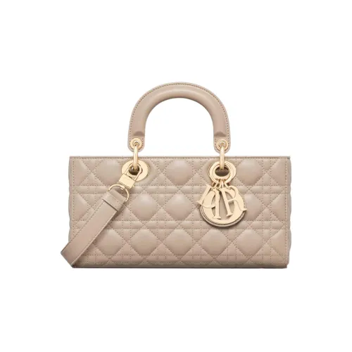 DIOR LADY D Joy Lambskin Сумка Lady Dior Сумка через плечо Сумка среднего размера Женская Розово-бежевая