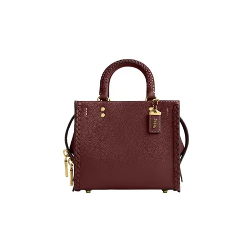 COACH Rogue Пескоструйная кожа Тоут Сумка Сумка для покупок Сумка Сумка через плечо Сумка через плечо Маленькая Женская Темно-бордовый