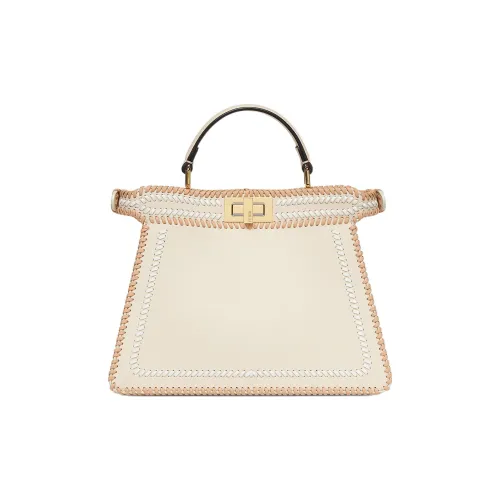 FENDI Peekaboo ISeeU Телячья кожа Сумка через плечо Сумка Маленькая Women's Camellia Белый