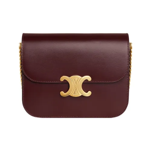 CELINE Телячья кожа Сумка через плечо Сумка на плечо Женская Темно-бордовый