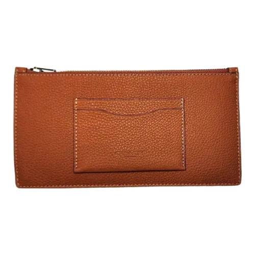 COACH Полированная галечная кожа кошелек для монет маленький кошелек женский карамель