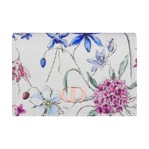DIOR Caro Телячья кожа Кошелек Экстра малый Женский Белый Многоцветный