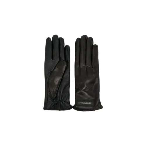 EMPORIO ARMANI Телячья кожа, шерсть, перчатки, черный, женские