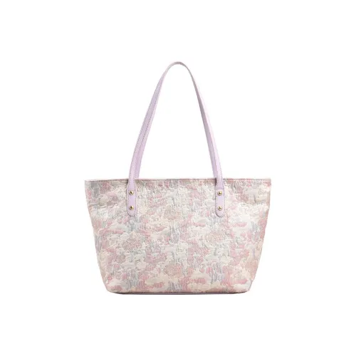 NOMK Вышивка Тоут Сумка Сумка для покупок Сумка-ведро Сумка на плечо Большая Женская Розовая Карамель