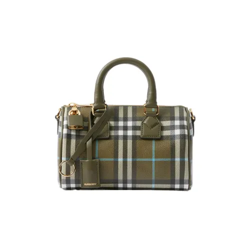 Burberry Телячья кожа Bowling Bag Сумка через плечо Сумка через плечо Мини Женская Оливково-зеленая