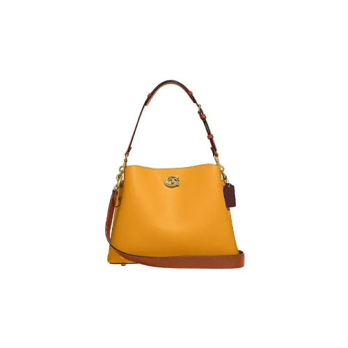 COACH Willow Pebble Кожа Тоут Сумка Сумка для покупок Сумка Сумка через плечо Женская Желтая